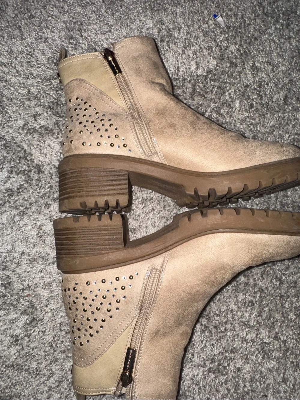 Vince Camuto Beige Suede Studded Chelsea Wedge Boot